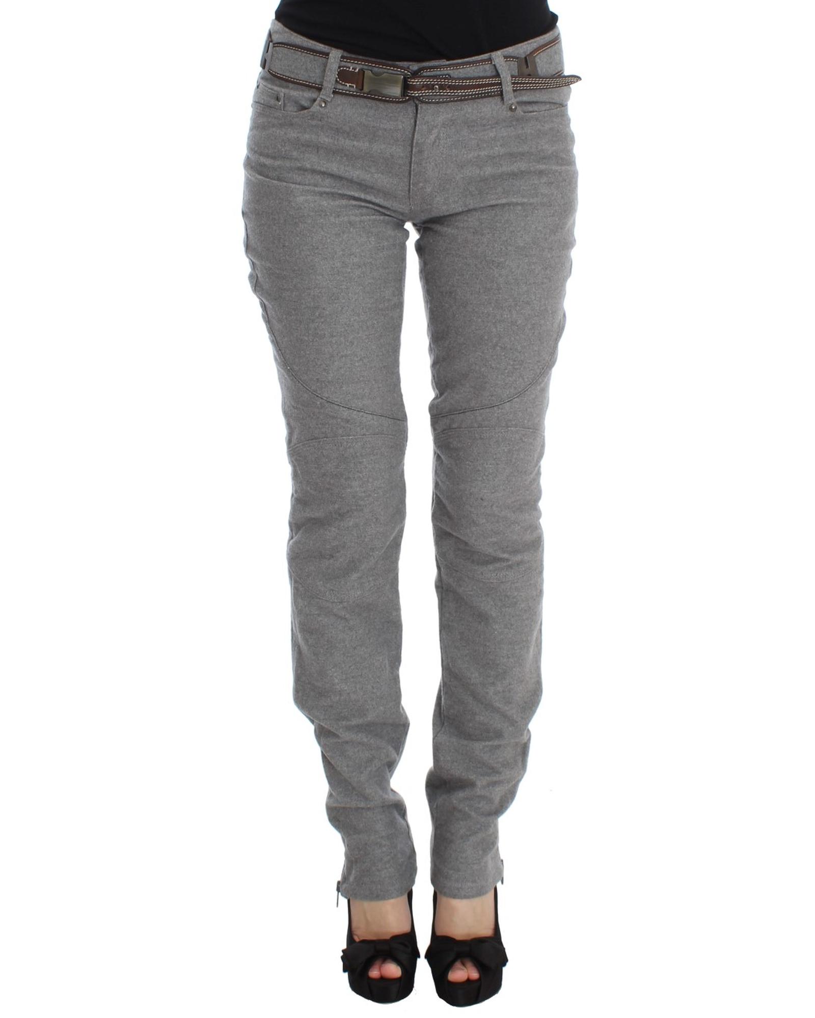 Grey Casual Pants Zip Ankle Detail Wo - Gray Jeans