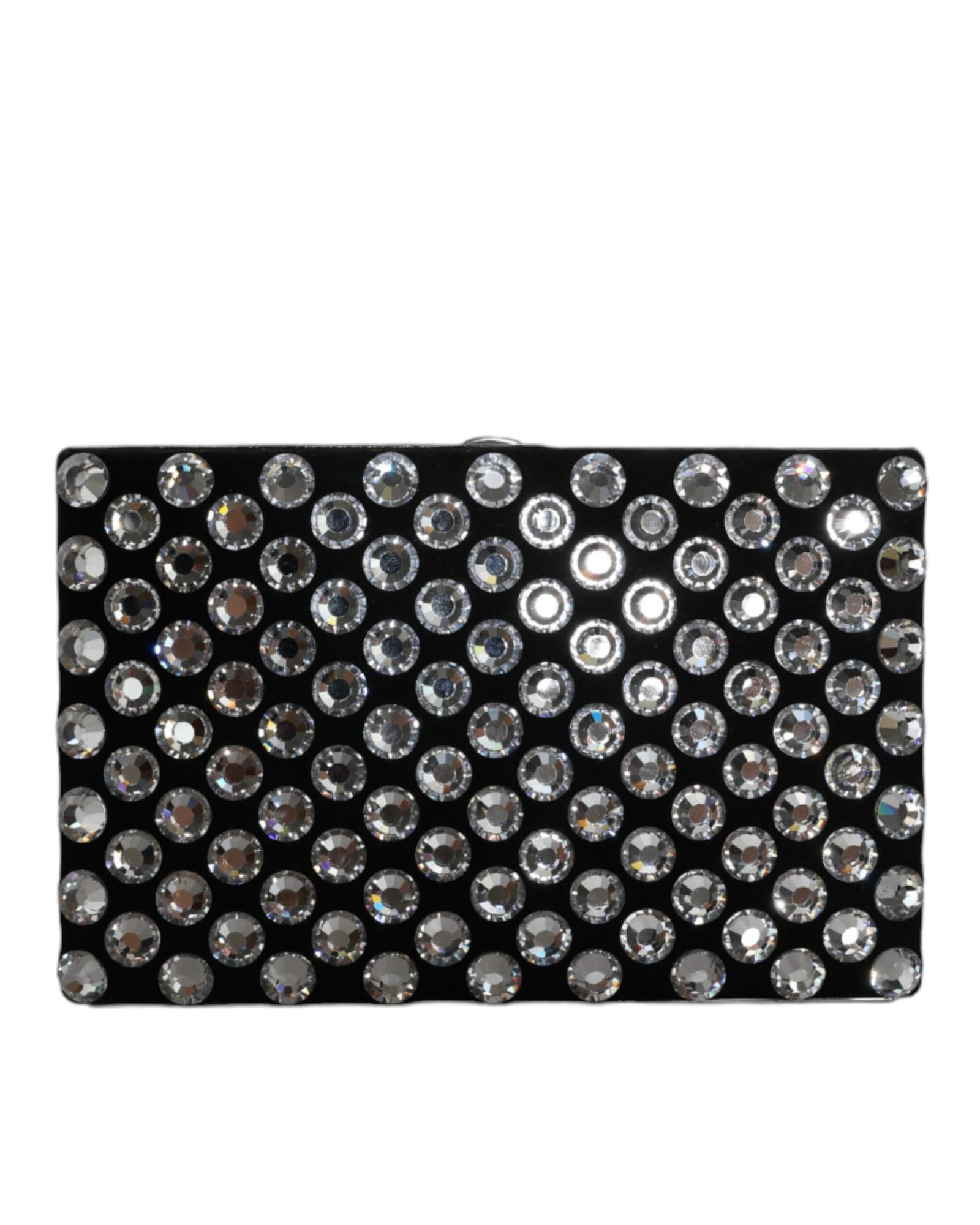 Dolce & Gabbana Crystal Clutch Velvet Evening Bag – Black Clutch Bags Dolce & Gabbana Crystal Clutch Velvet Evening Bag – Black Clutch Bags