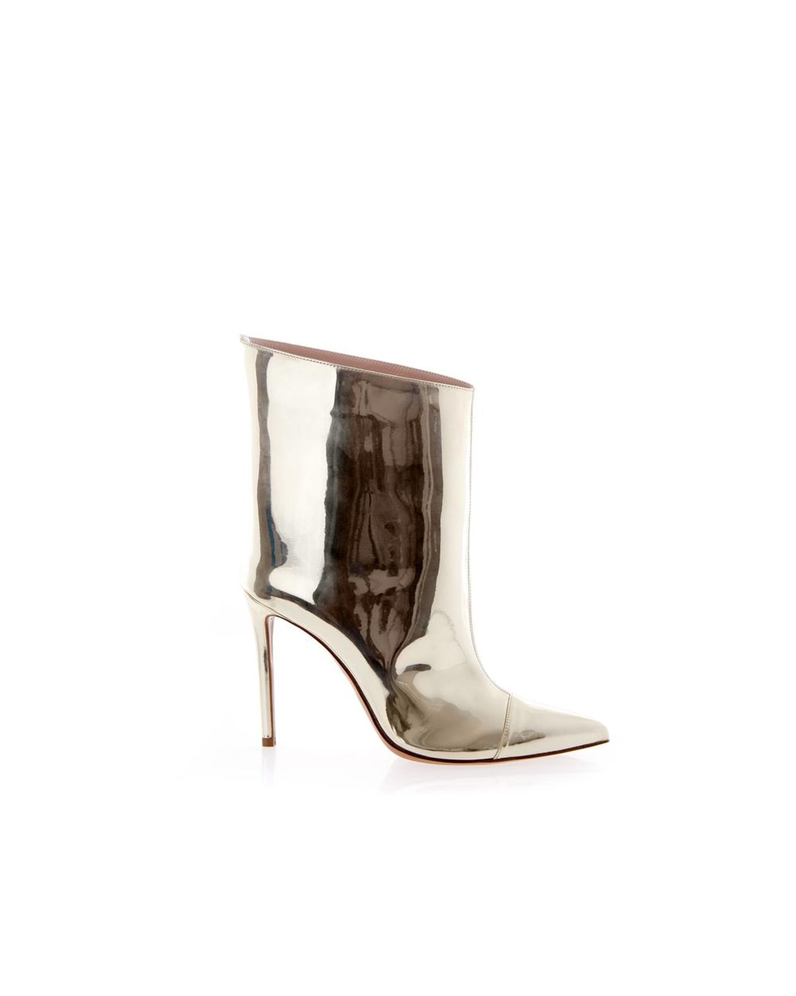 Metallic Leather Ankle Boots PointedToe Stilettos Wo - Multicolor