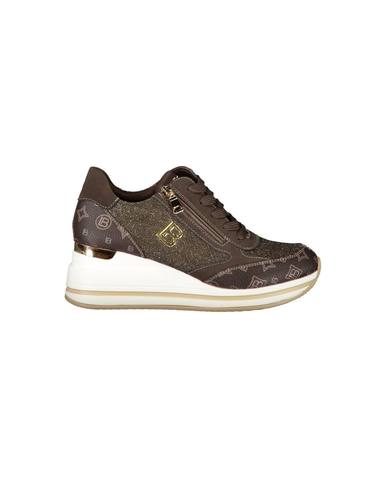 Laura Biagiotti Hidden Wedge Sneaker Monogram Style Wo - Brown - Size 36