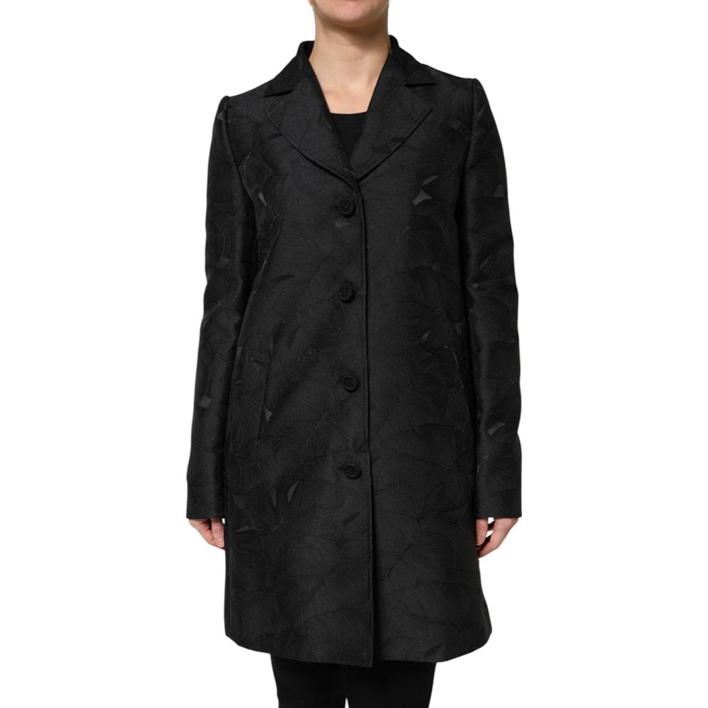 Floral Brocade Coat Wo - Black Jackets