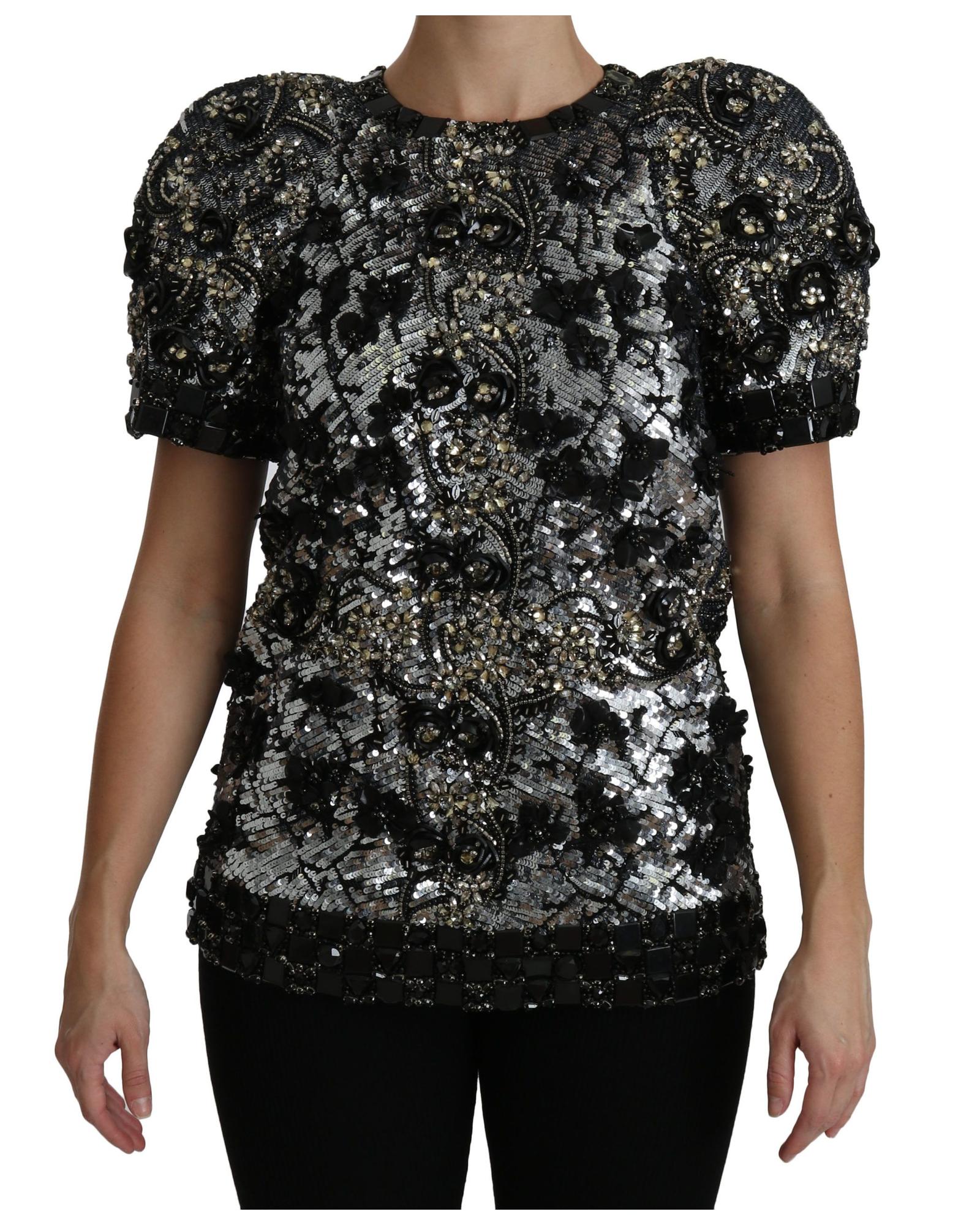 Sequin Embellished Top Wo - Black Tops