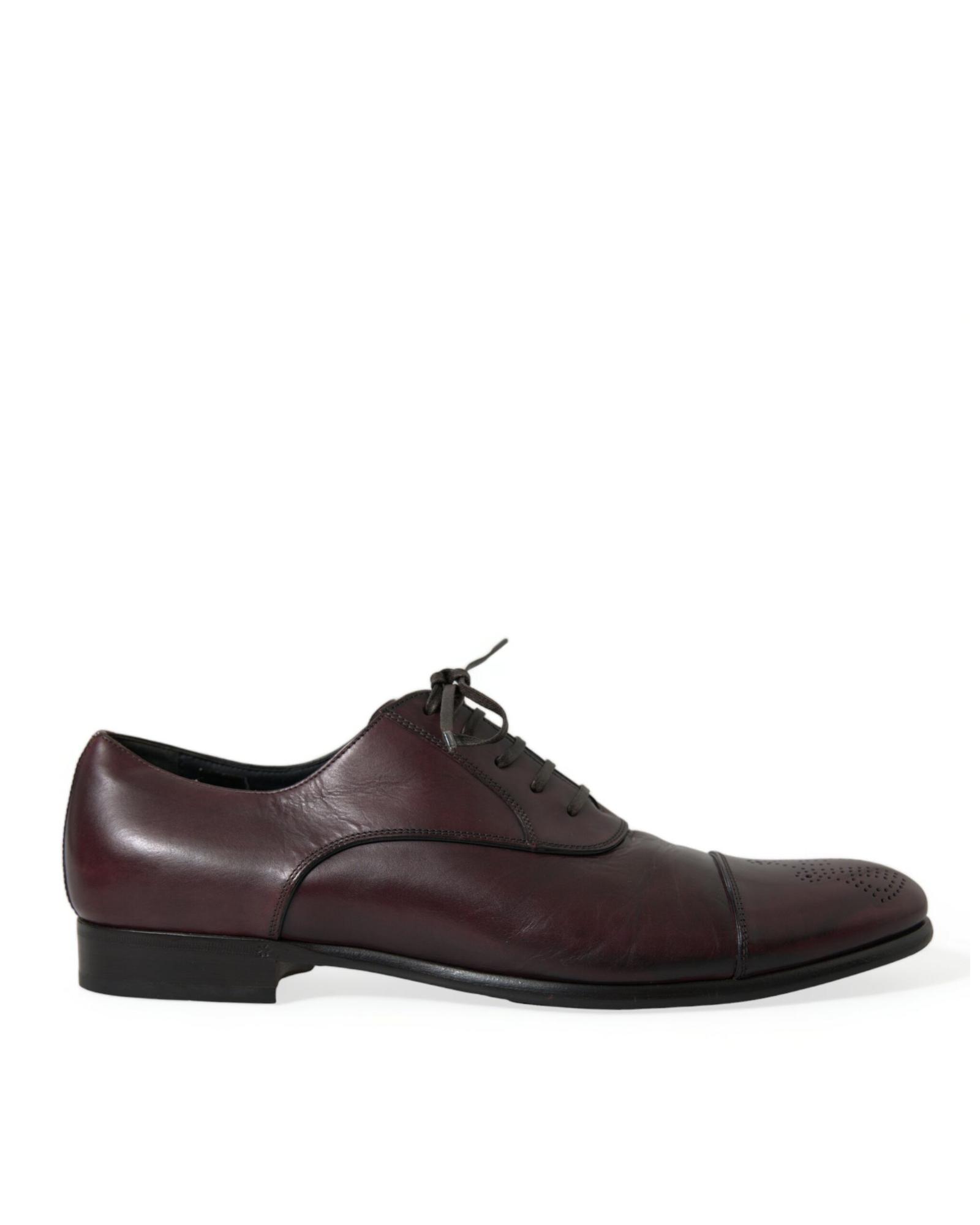 Leather Oxford Cap Toe Shoes - Bordeaux Formal Shoes