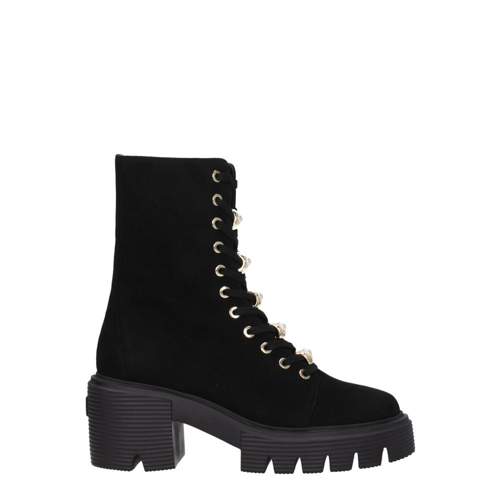 Suede Ankle Boots with Beaded Front Detail and Lace-Up Closure Wo - Size 36.5 - Stuart Weitzman - Modalova