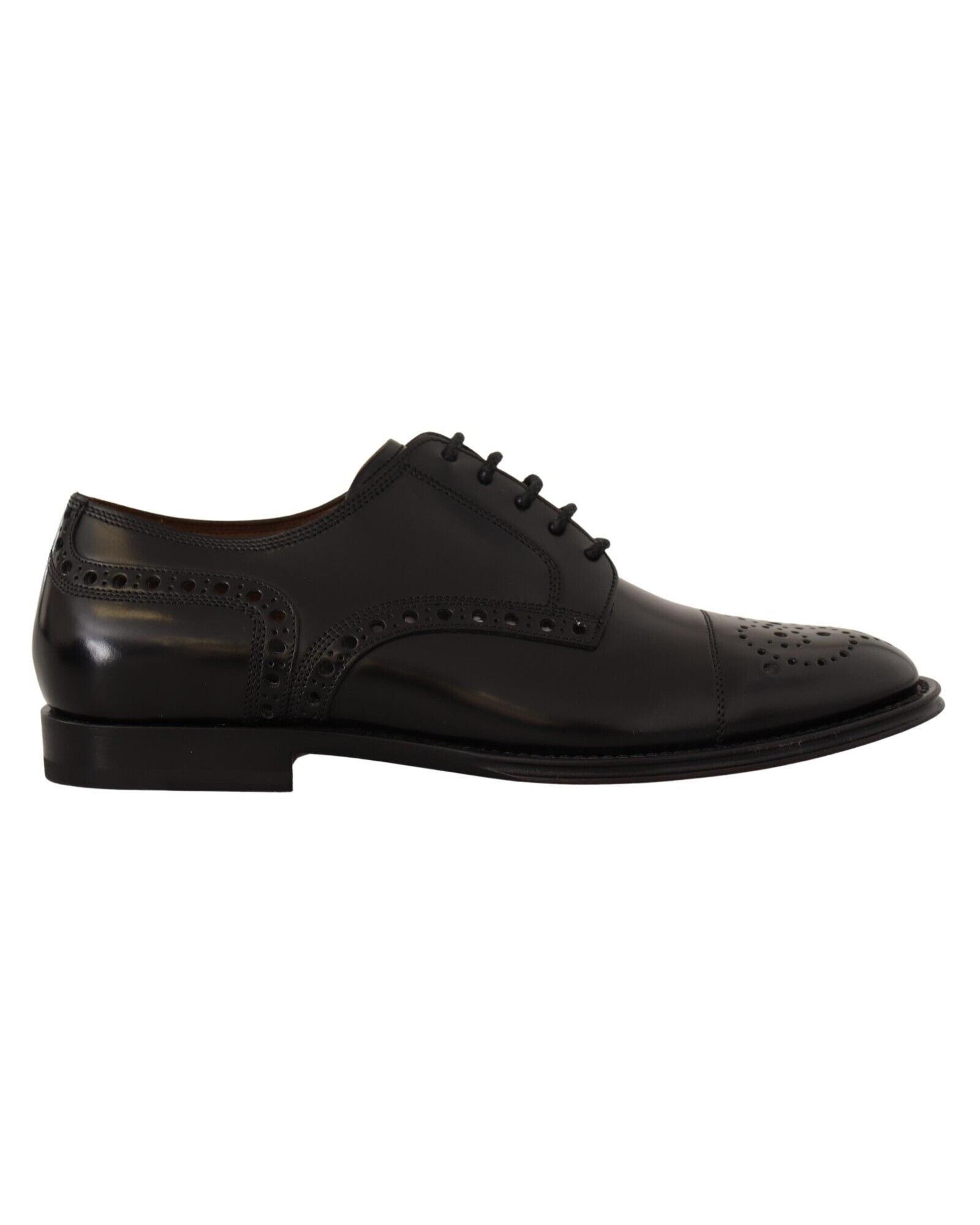 Dolce & Gabbana Leather Brogue Oxford Shoes - Black Formal Shoes - Size 39