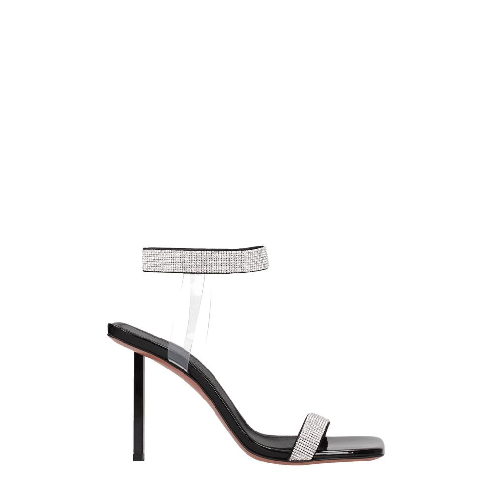 High Heel Rhinestone Sandals with Strap Closure Wo - Black