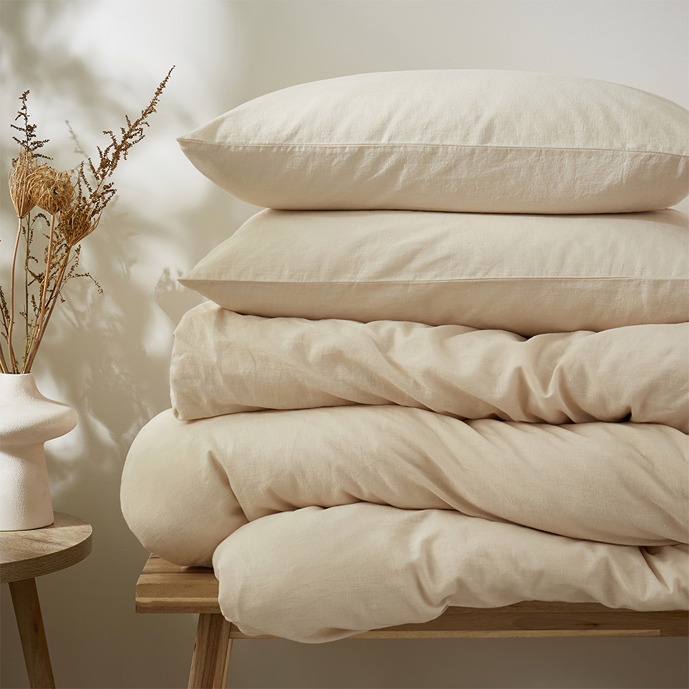 Martex   Touch Of Linen - Creamy Almond - Duvet Cover Set (Includes 2 Pillowcases - 1 For Single) in Size Single, BrandAlley