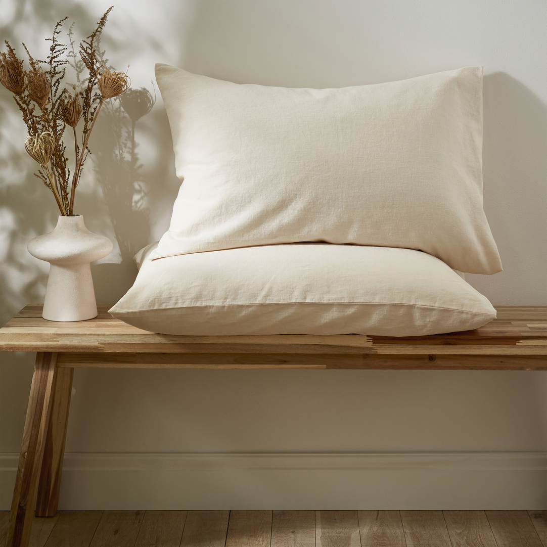 Martex   Touch Of Linen - Creamy Almond - Pillowcase Pair , BrandAlley