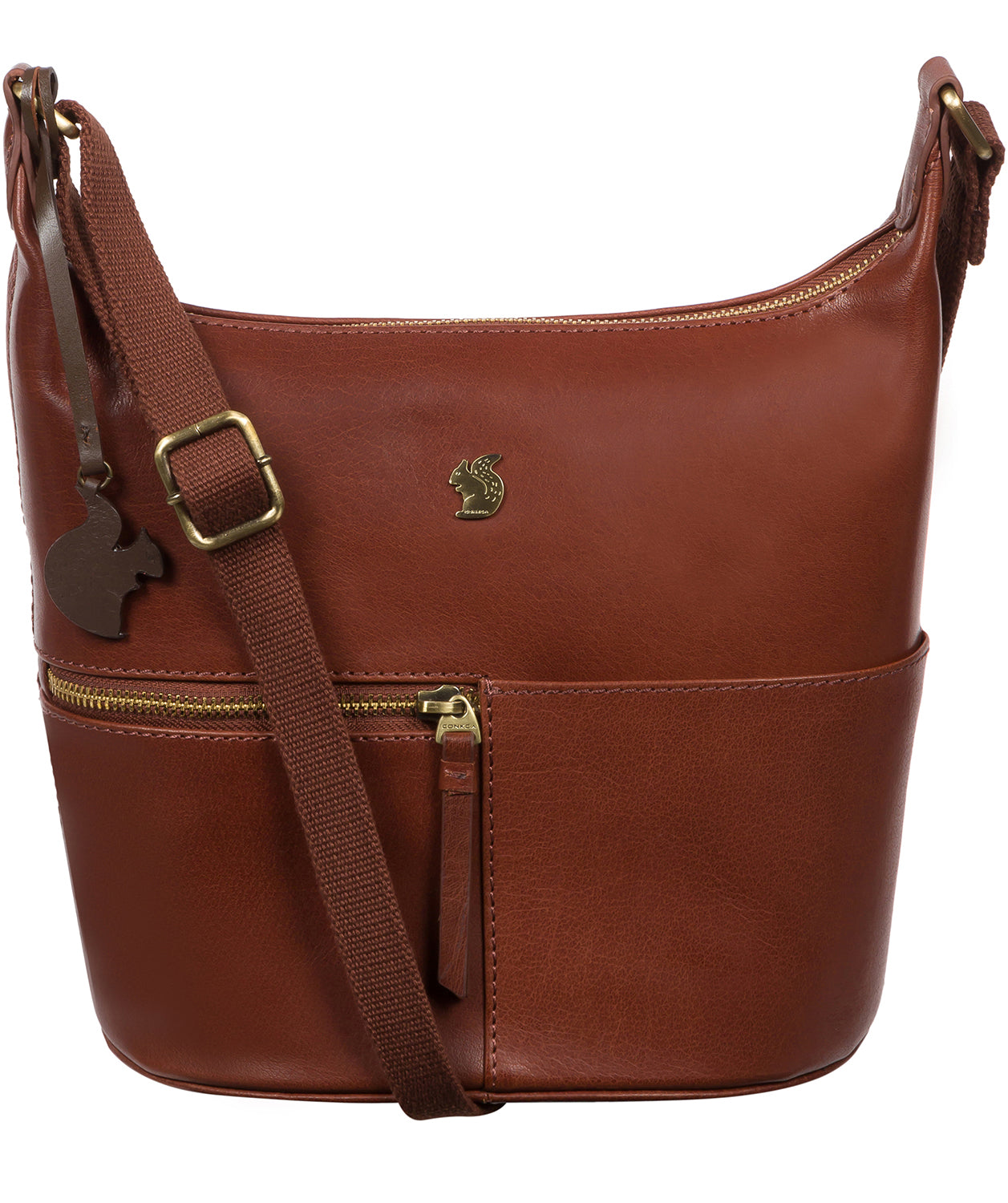 ‘Little Kristin’ Conker Brown Leather Shoulder Bag