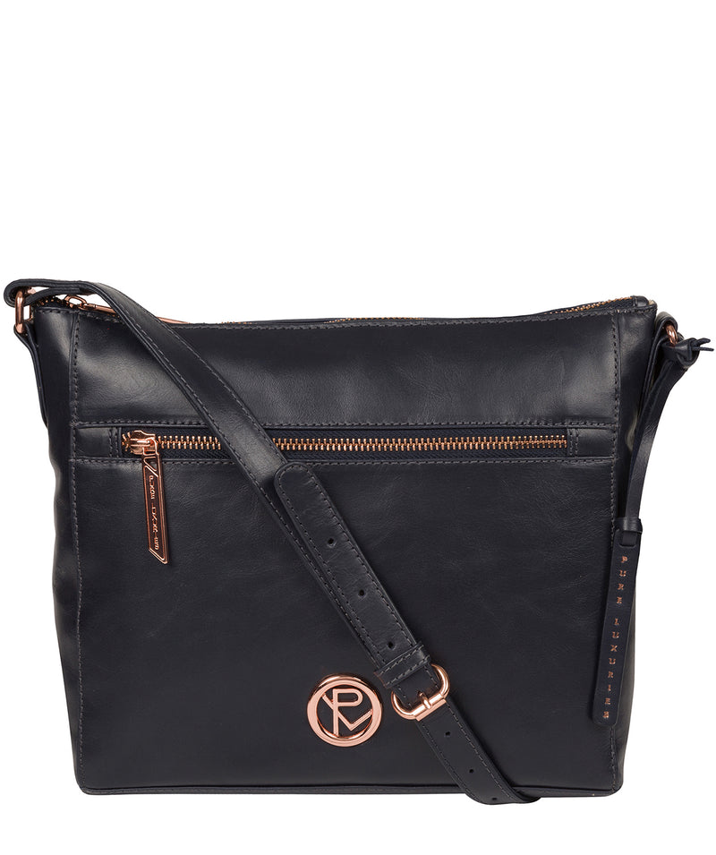 ‘Byrne’ Navy Leather Cross Body Bag