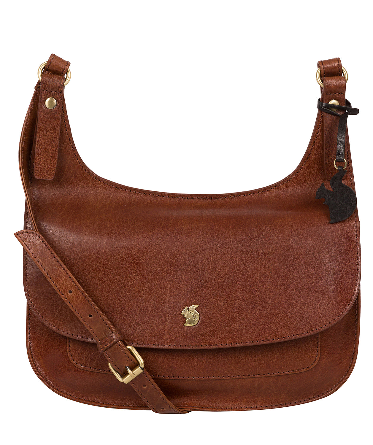 ‘Ellipse’ Conker Brown Leather Cross Body Bag