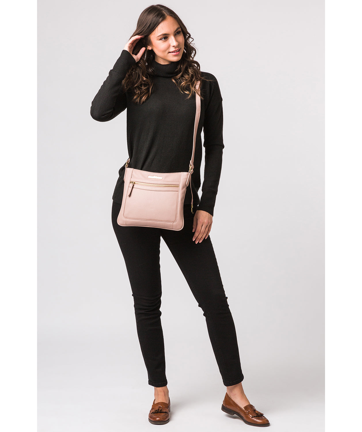 ‘Lewes’ Blush Pink Leather Cross Body Bag