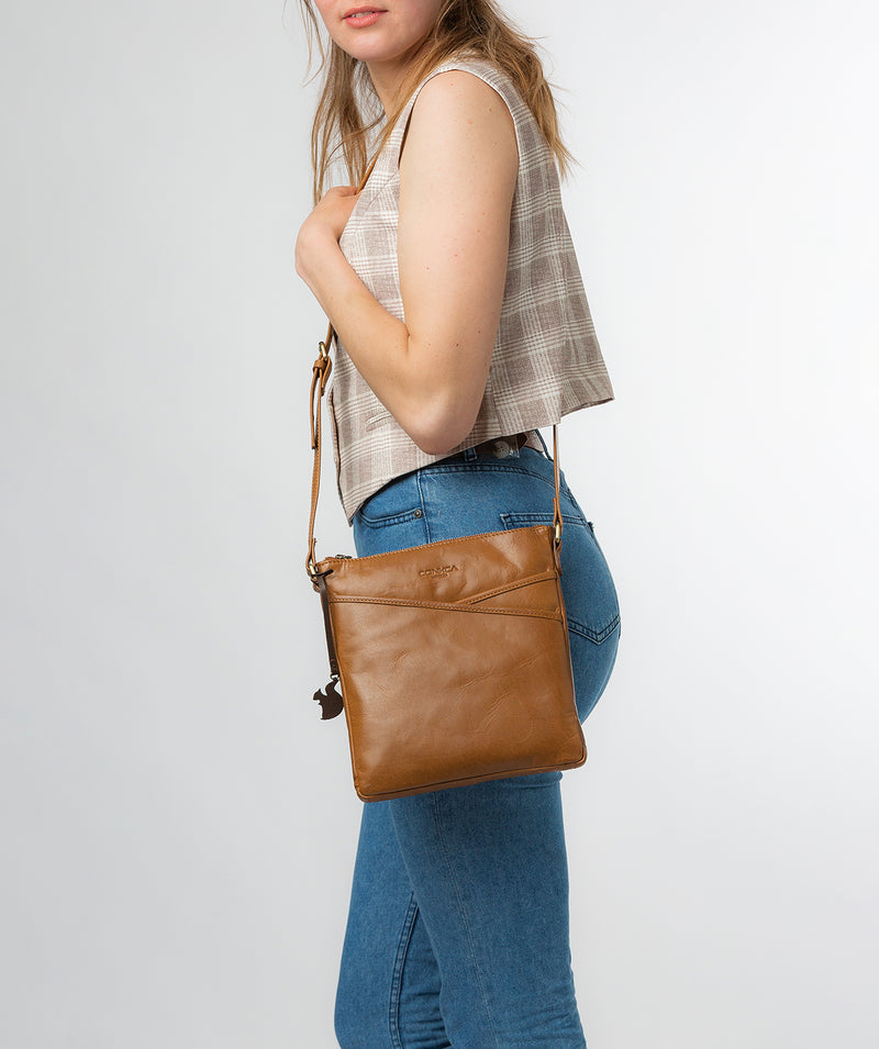 ‘Avril’ Dark Tan Leather Cross Body Bag