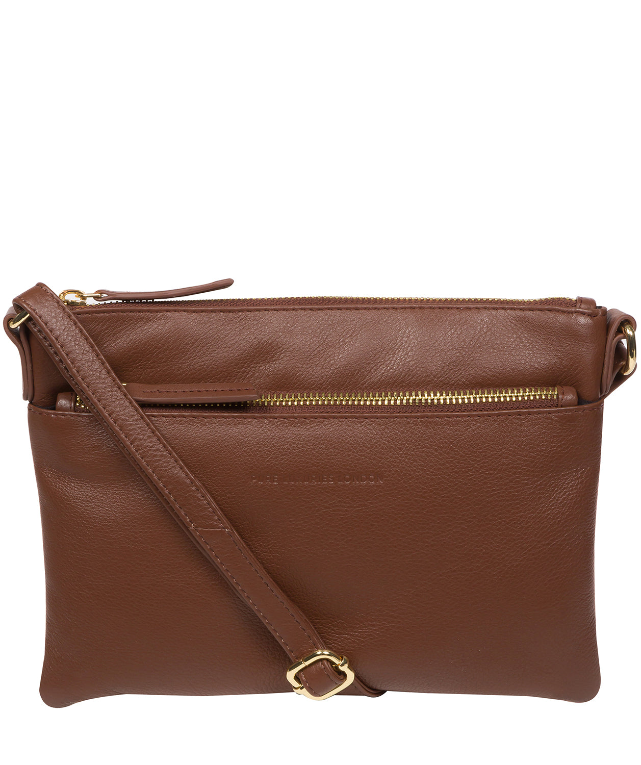 ‘Hannah’ Dark Tan Nappa Leather Cross Body Bag