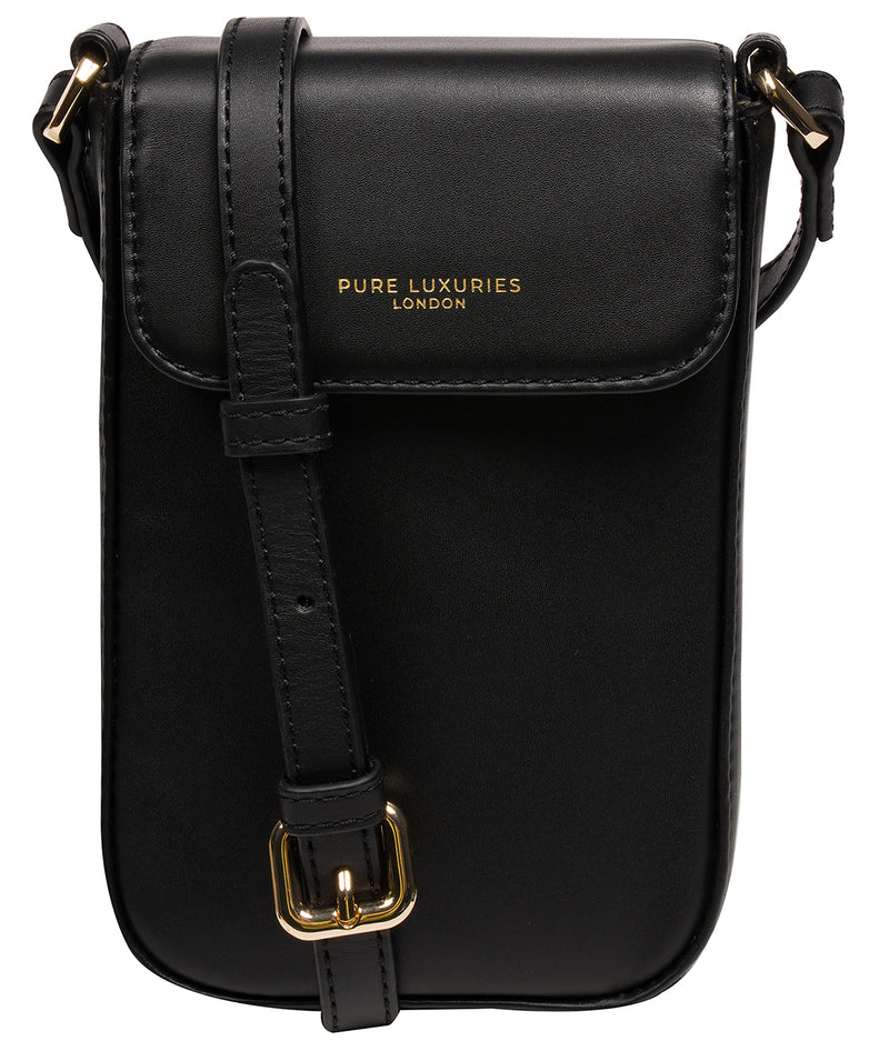 ‘Alexis’ Black Leather Cross Body Phone Bag