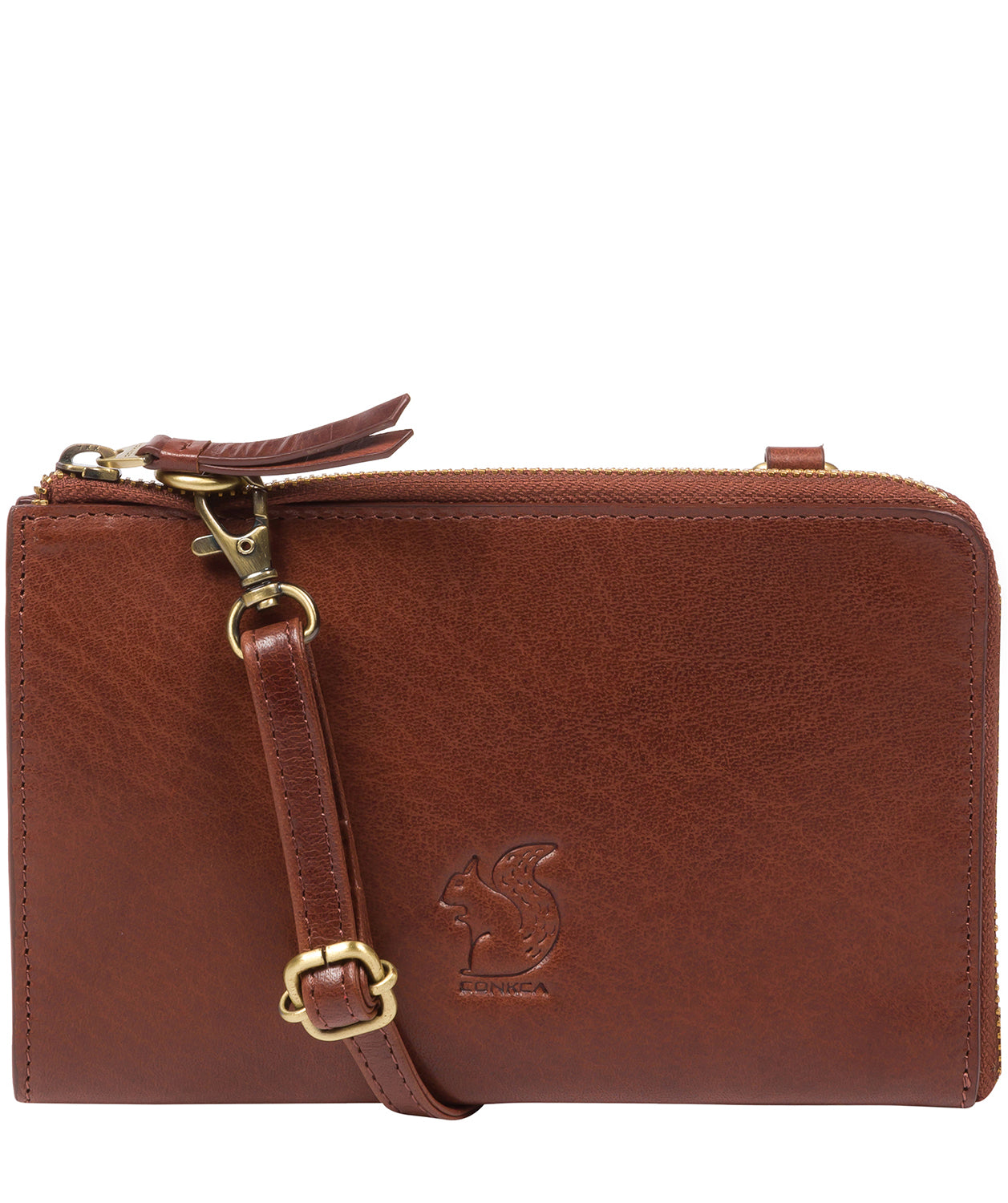 Conkca ‘Senga’ Conker Brown Leather Cross Body Clutch Bag – Size One Size Conkca ‘Senga’ Conker Brown Leather Cross Body Clutch Bag – Size One Size