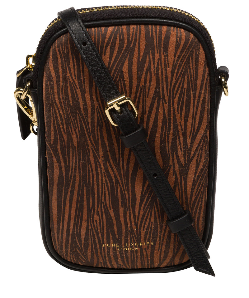 ‘Alaina’ Animal Print Leather Cross Body Phone Bag