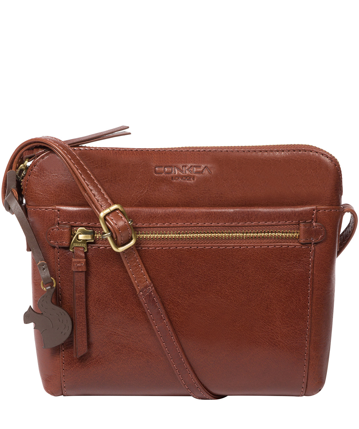 ‘Frida’ Conker Brown Leather Cross Body Bag