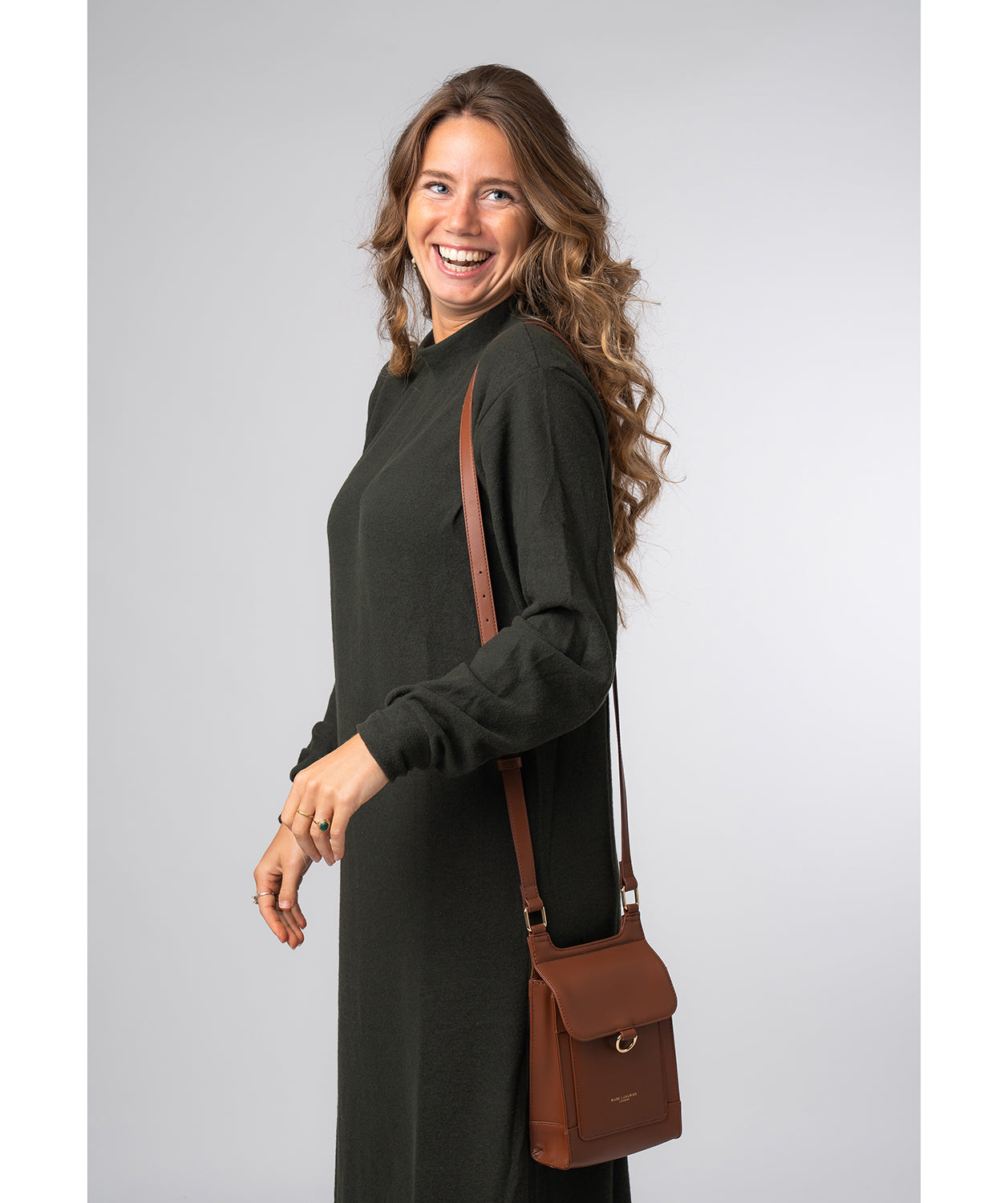 ‘Erma’ Caramel Leather Cross Body Bag