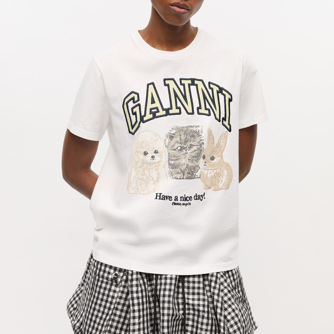 White Animal Print Cotton T-shirt
