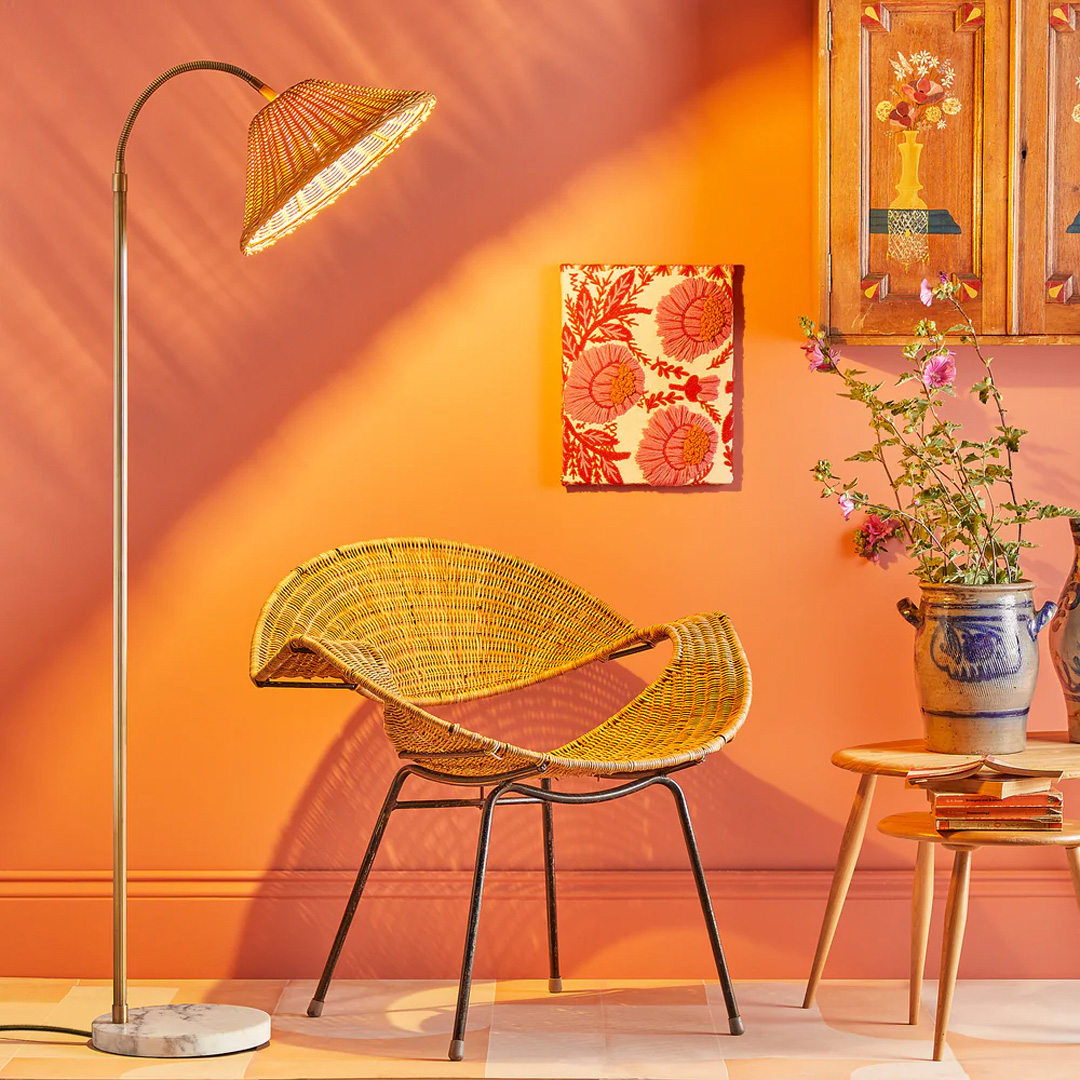 Bendle Floor Lamp Antique Brass with Marble Base