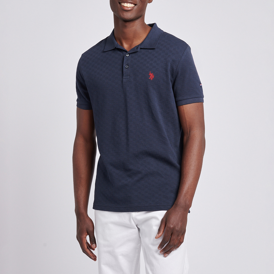 Navy Check Texture Polo
