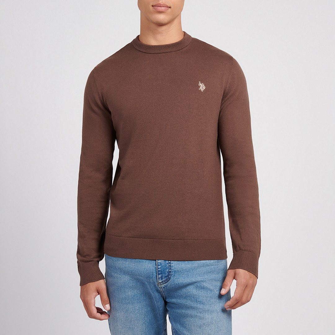 U.S. Polo Assn. Men's U.s. Polo Assn.  Brown Lightweight Crew Neck in Size L, BrandAlley