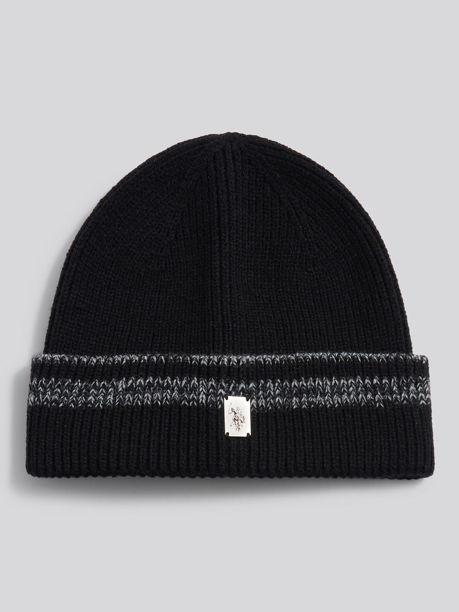 U.S. Polo Assn. Men's U.s. Polo Assn.  Black Stripe Tipping Rib Knit Beanie , BrandAlley