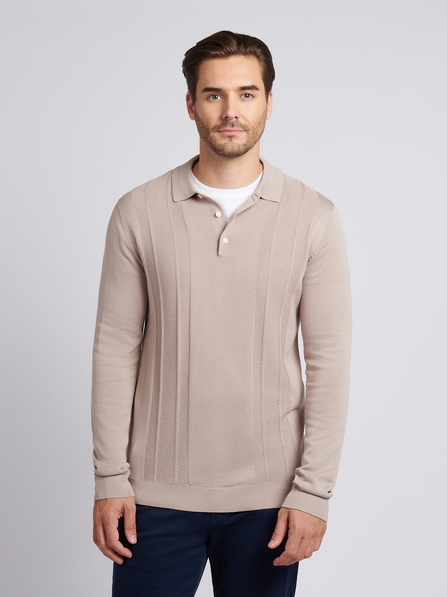 U.S. Polo Assn. Men's U.s. Polo Assn.  Beige Stone Vertical Texture Knit Sweatshirt in Size XXL, BrandAlley