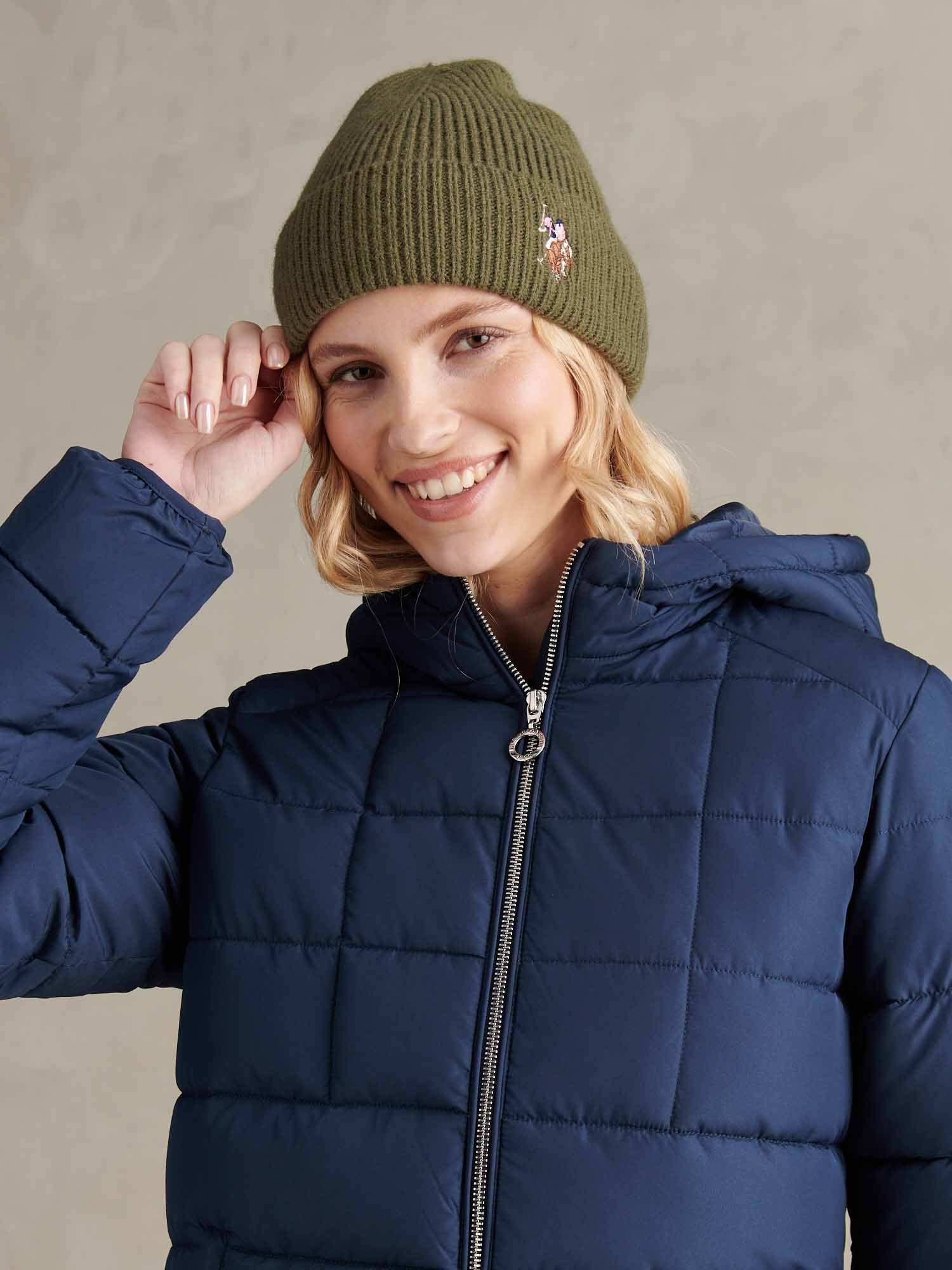 U.S. Polo Assn. Women's U.s. Polo Assn.  Green Logo Ribbed Beanie , BrandAlley
