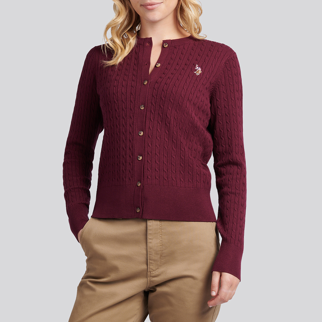 Fig Fine Cable Knit Cardigan