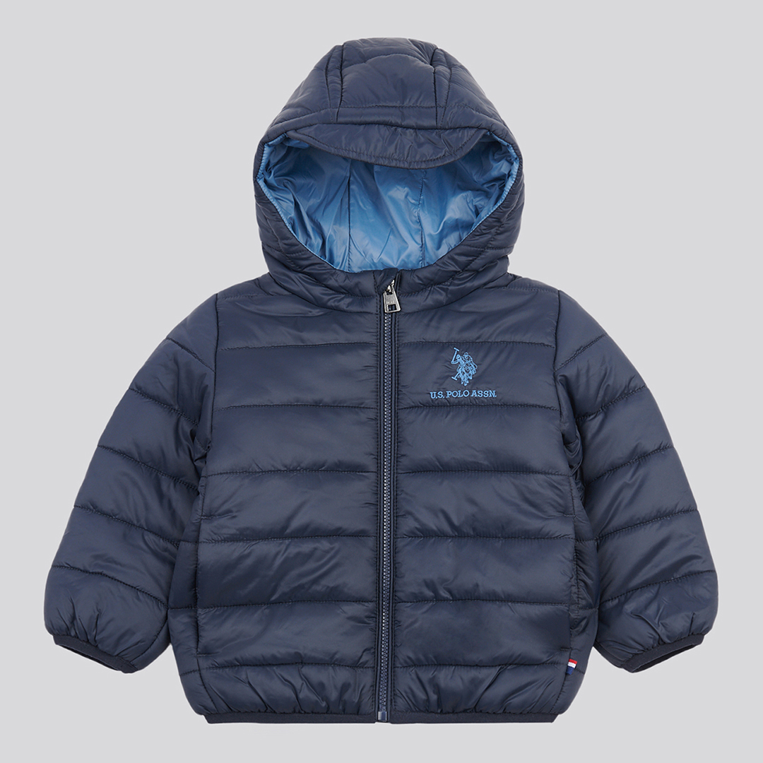 Navy Logo Hooded Puffer Coat Navy Logo Hooded Puffer Coat