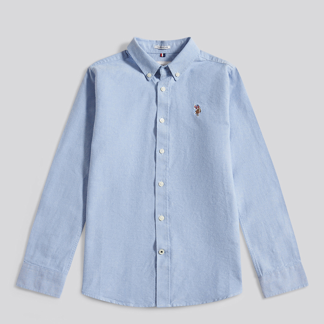 U.S. Polo Assn. Light Blue Oxford Cotton Embroidered Shirt – Size 8/9 Years