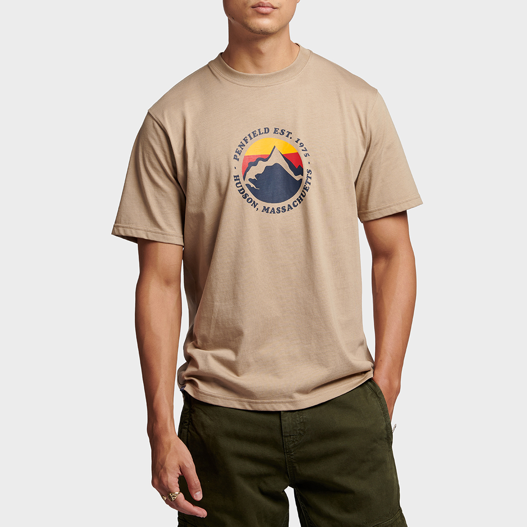 Camel Circle Mountain Cotton T-Shirt