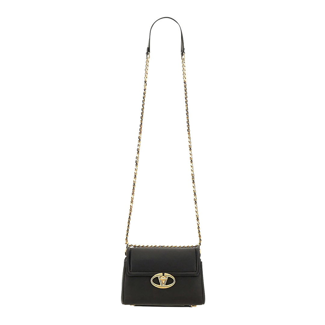 Valentino Women's   Black Nappa Leather & Gold Detailing Shoulder Bag in Size 20, BrandAlley