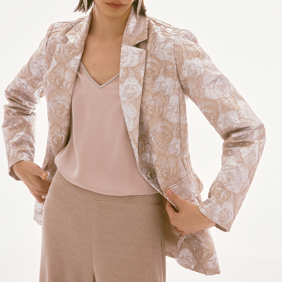 Joseph Ribkoff Women's    Champagne Floral Blazer in Size 10, BrandAlley
