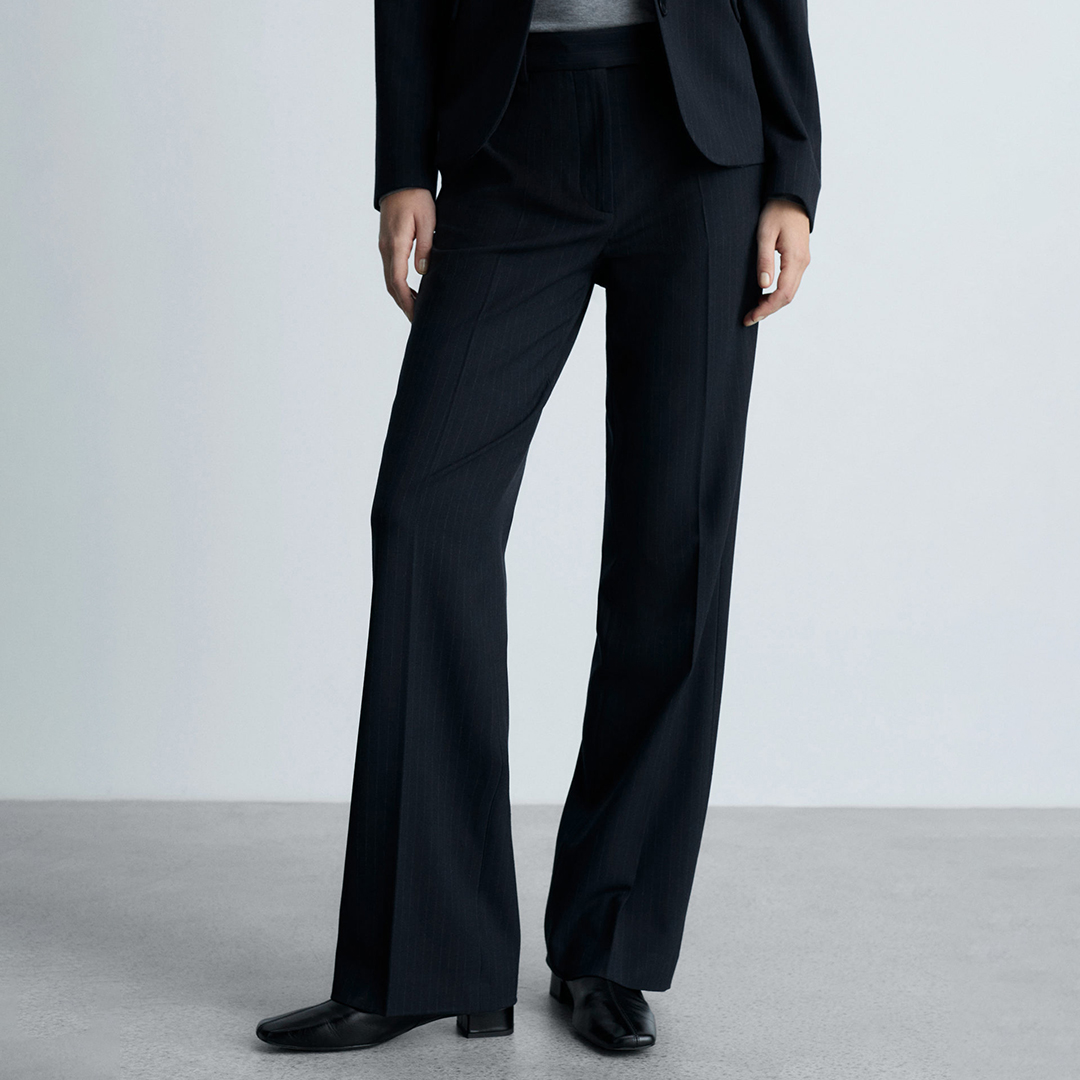 Mango Women's  Navy Pinstripe Suit Trousers in Size 12, BrandAlley