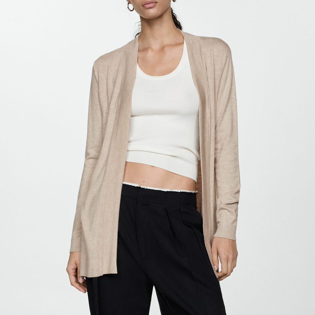Beige Fine Knit Cardigan