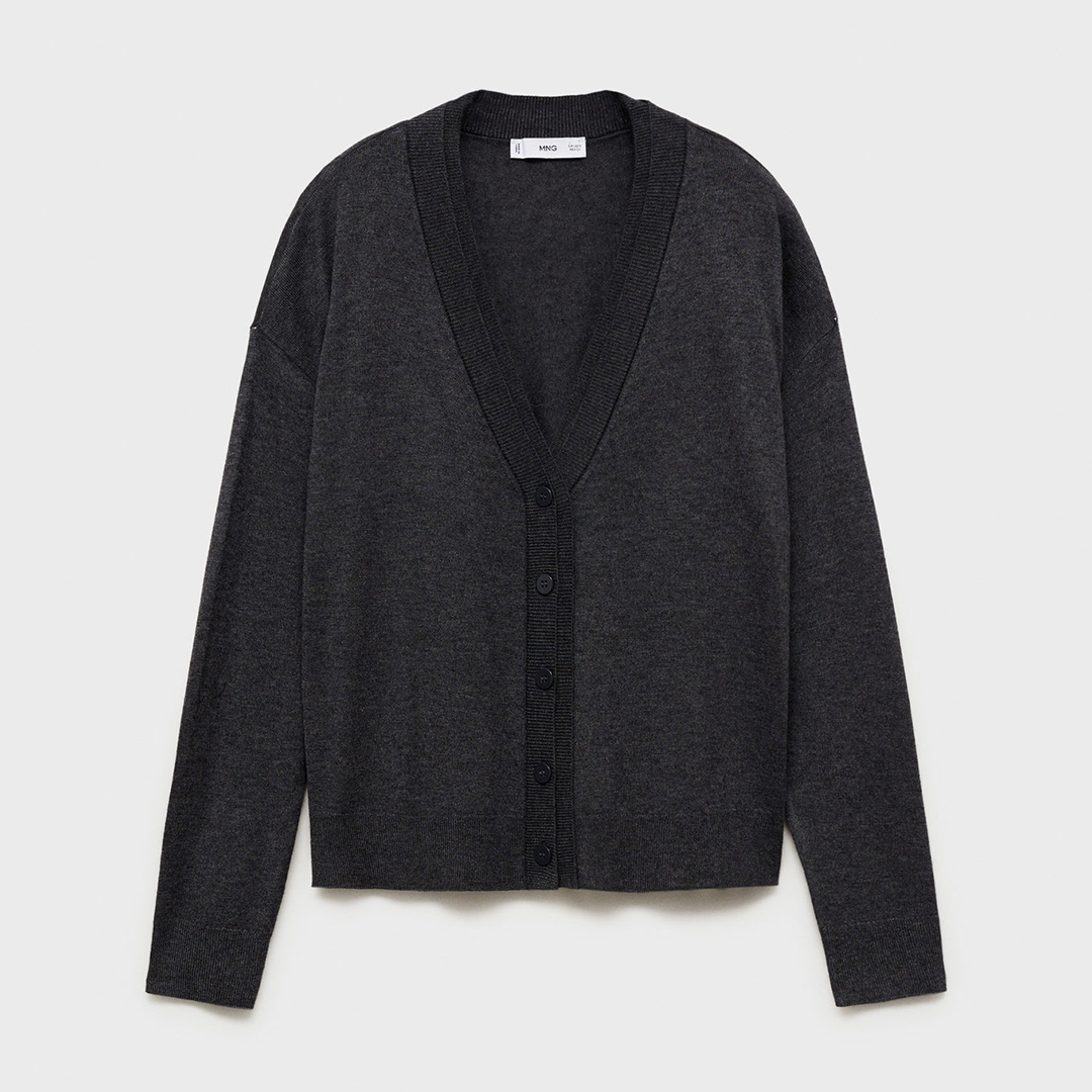 Mango Women's   Grey V Neck Knitted Cardigan in Size XXS, BrandAlley