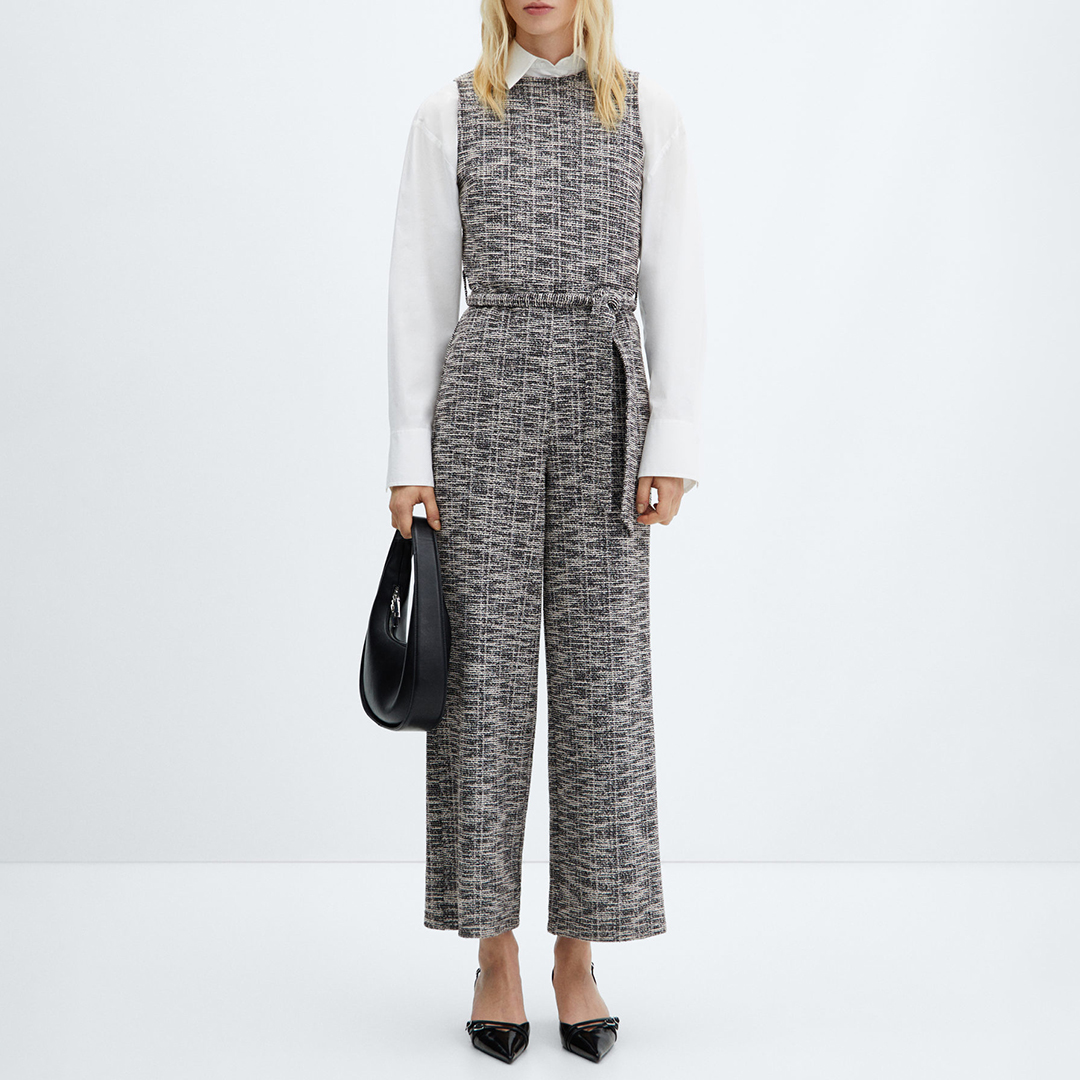 Mango Women's   Cream Black/ Marbled Tweed Jumpsuit in Size XS, BrandAlley