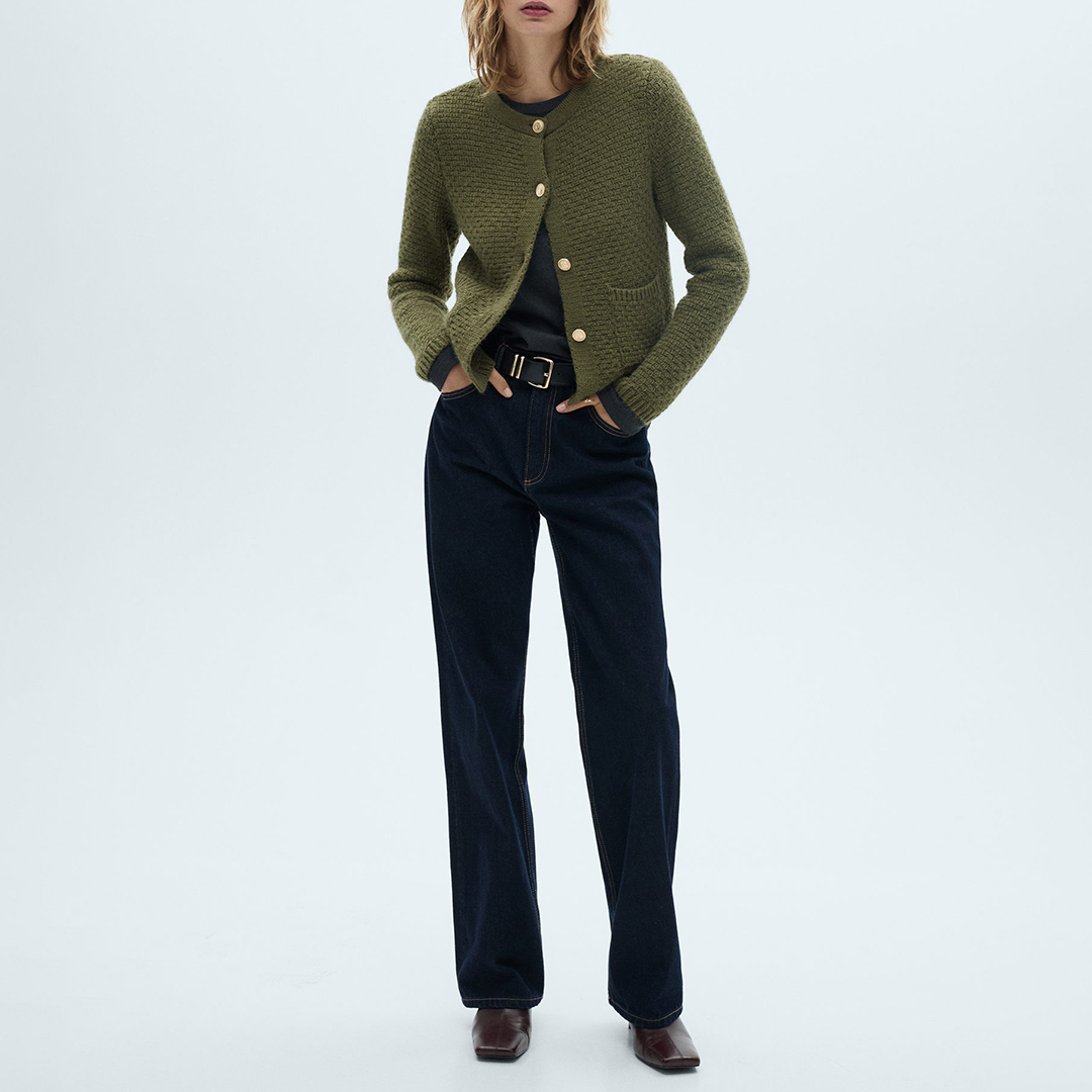 Green Button Knit Cardigan