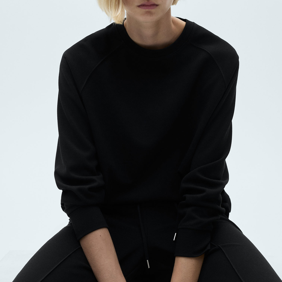 Black Decorative Stitching Sweatshirt