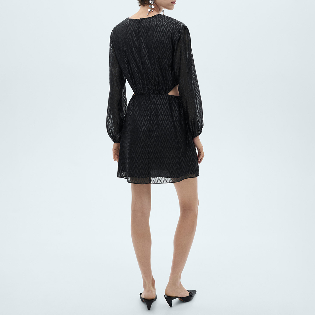 Mango Women's  Black Wrap Dress With Side Slits in Size M, BrandAlley