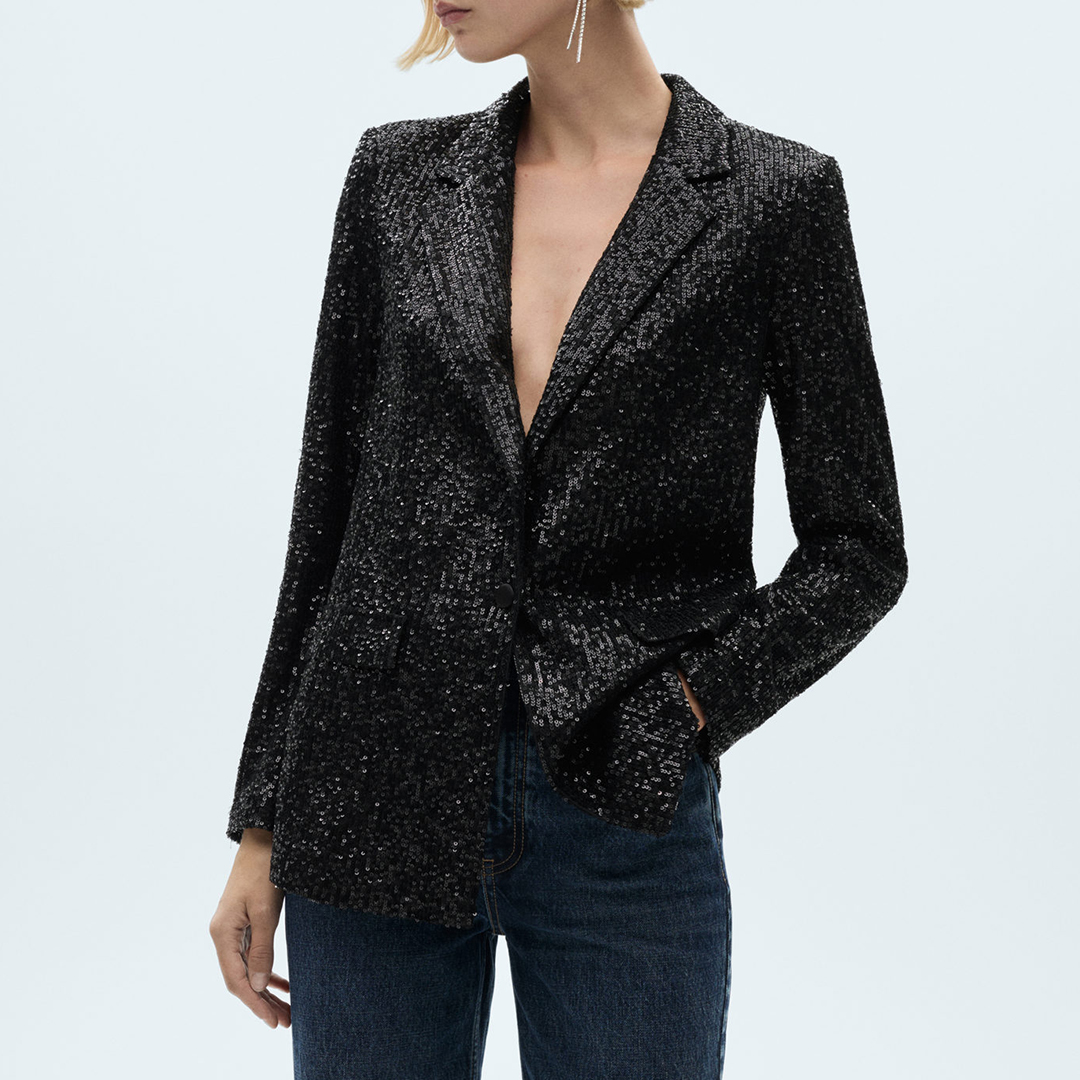 Mango Women's   Black Sequin Suit Jacket in Size XS, BrandAlley
