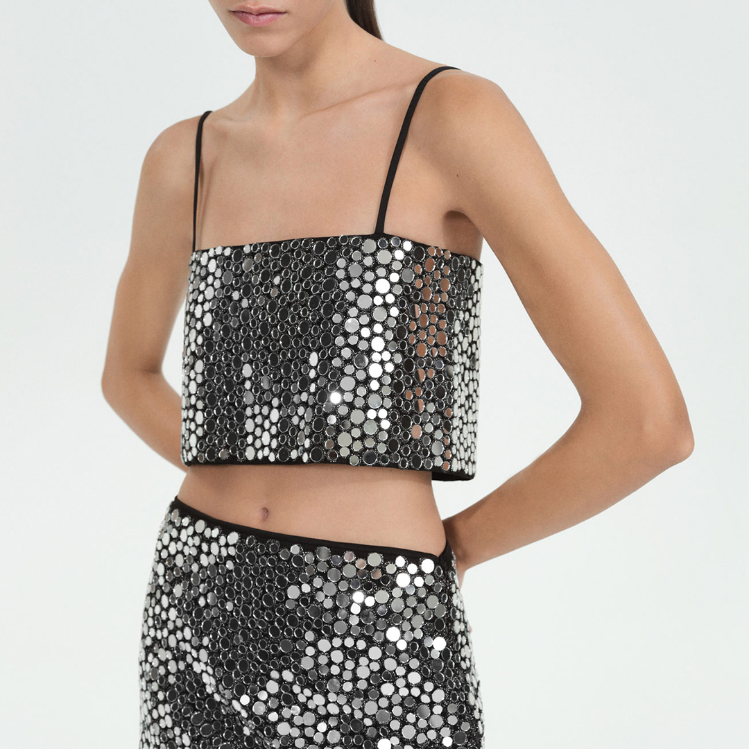 Mango Women's   Grey Crystal Crop Top in Size M, BrandAlley