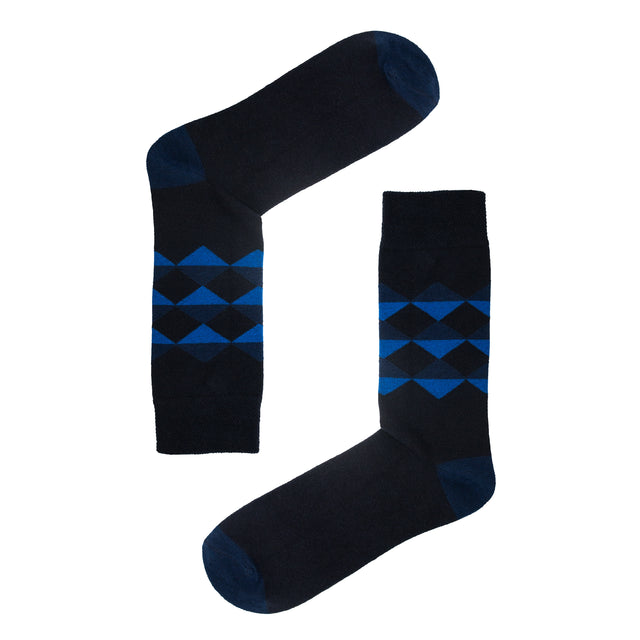 JEMSOX Men's  Diamond Pattern  Comfort Top Cotton Socks - Navy in Size 6/9, BrandAlley