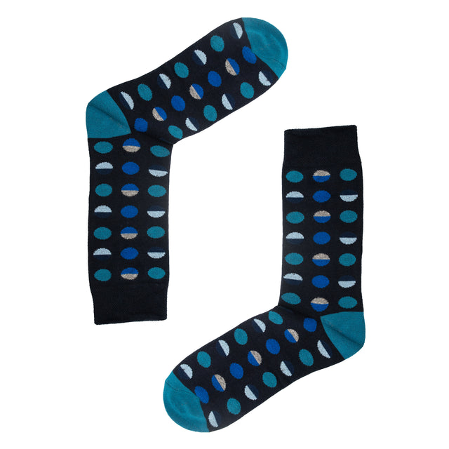 JEMSOX Men's   Blue Circle Geo Turquoise  Comfort Top Cotton Socks - Turquoise in Size 9/12, BrandAlley