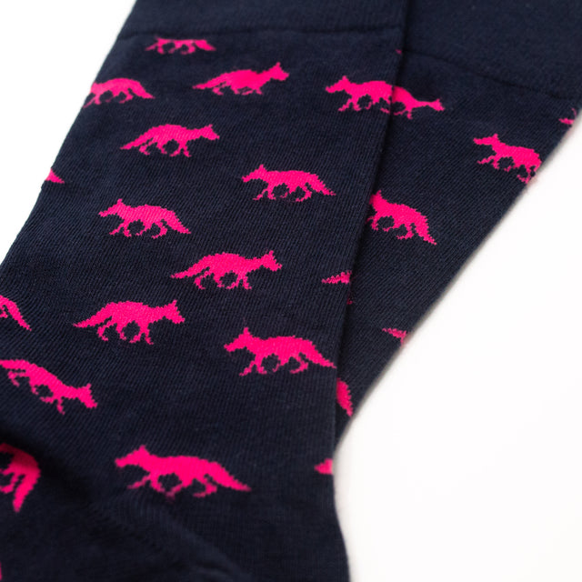 JEMSOX Men's   Pink Lone Fox Design  Cotton Super Soft Socks - Navy in Size 9/11, BrandAlley