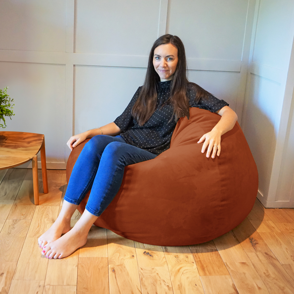 rucomfy    Orange Slouchbag Adult Beanbag - Velvet - Rust in Size Large, BrandAlley