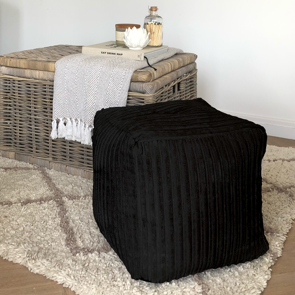 rucomfy   Cube Beanbag - Jumbo Cord - Black in Size Small, BrandAlley